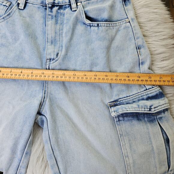 Rise Supply Co Size 7 Acid Wash Cargo Dad Jorts Y2K Utility Denim Streetwear - Picture 11 of 13